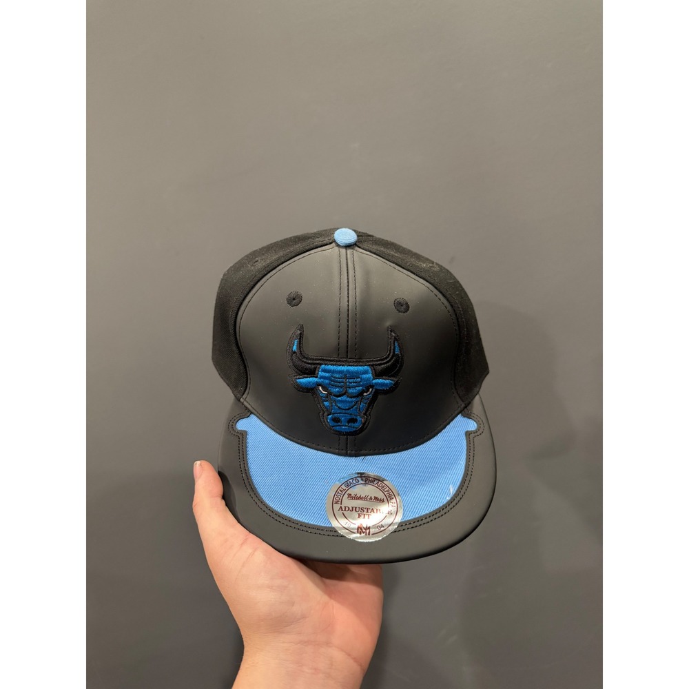 Mitchell & Ness Chicago Bulls Snapback Hat Black Light Blue Adjustable Cap